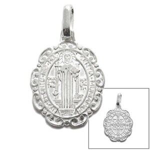 ST. BENEDICT MEDAL IN OVAL STERLING SILVER